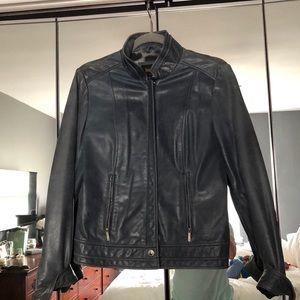 Navy leather jacket